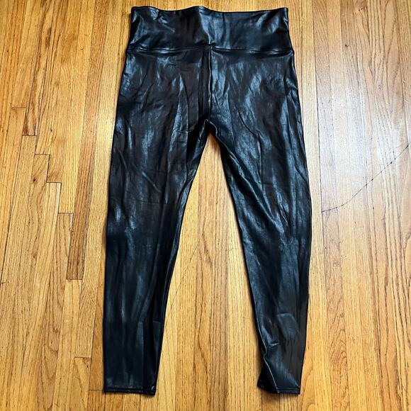 Spanx Faux Leather Leggings Womens 3XL Track Stripe Black White Skinny High Rise - Picture 2 of 8